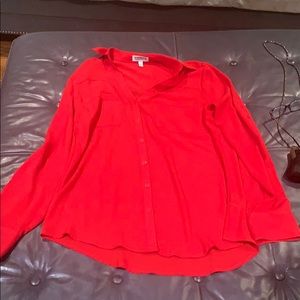 Red button down shirt